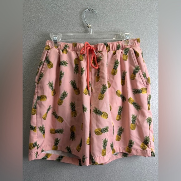 Mosmann Swim Shorts Australia Men's Small Pink Pineapple Print Stretch - Picture 1 of 3